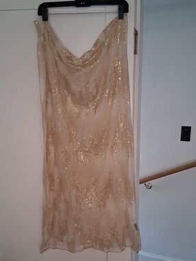 Neiman Marcus Gold Sequin Wrap Scarf By Elizabeth Gillett Nyc